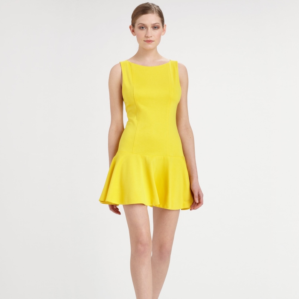 Alice and Olivia Yellow Drop Waist Dress